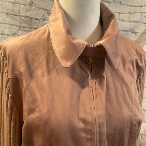 “RODIER” VINTAGE Blush/Salmon Colour Zip Up Knit Sleeved Cotton Blend Jacket. - Picture 4 of 15